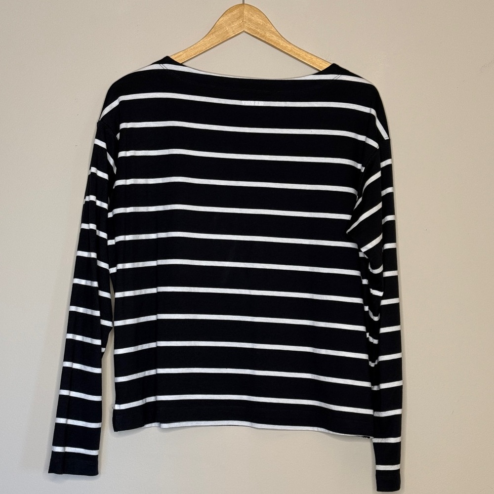 Old Navy Long-Sleeve Mariner Loose T-Shirt Black/White M Tall